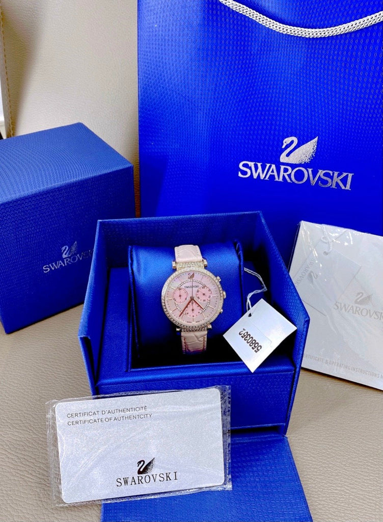 Swarovski Passage Chrono Pink Dial Pink Leather Strap Watch for Women - 5580352 Buy Now By Swarovski