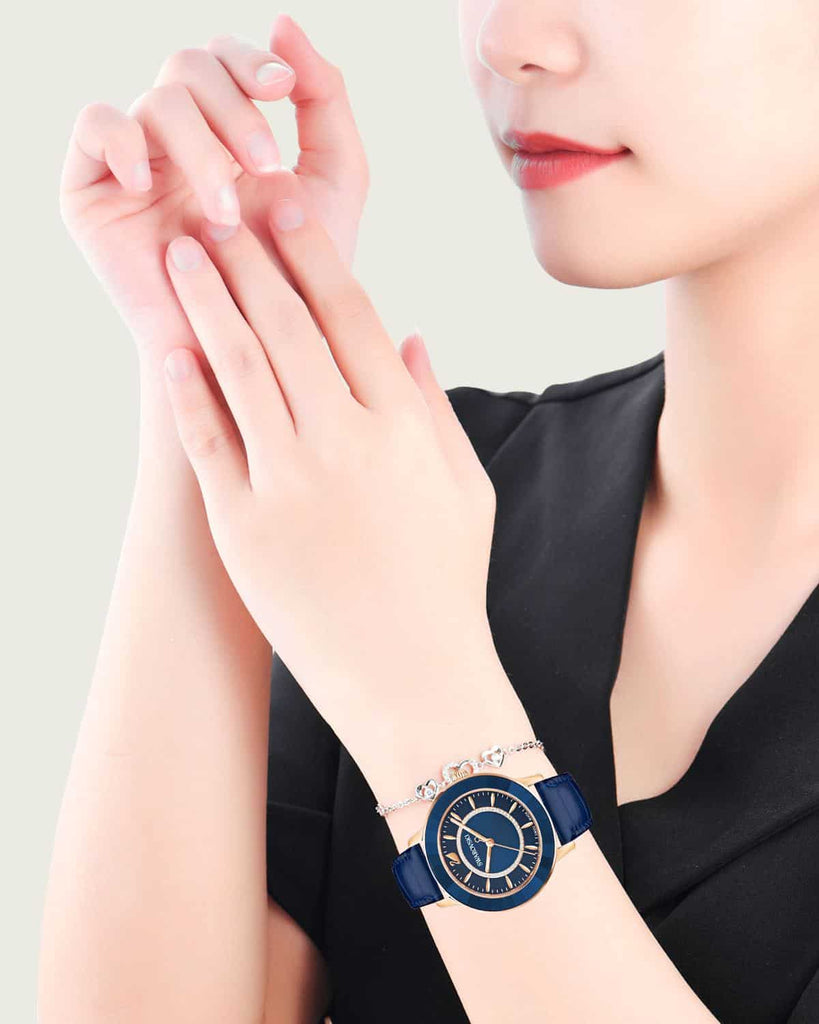 Swarovski Octea Lux Blue Dial Blue Leather Strap Watch for Women - 5414413 Buy Now By Swarovski