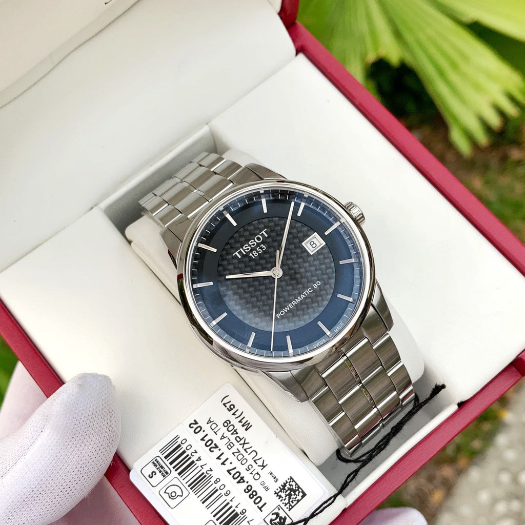 Tissot Luxury Powermatic 80 Black Dial Silver Steel Strap Watch for Men - T086.407.11.201.02 Buy Now By Tissot