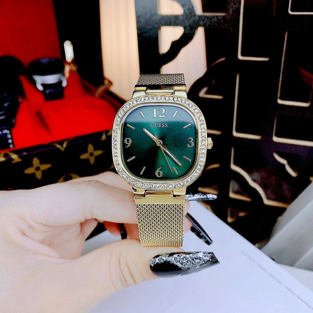 Guess Quartz Green Dial Gold Mesh Strap Watch For Women - GW0354L5 Buy Now By Guess