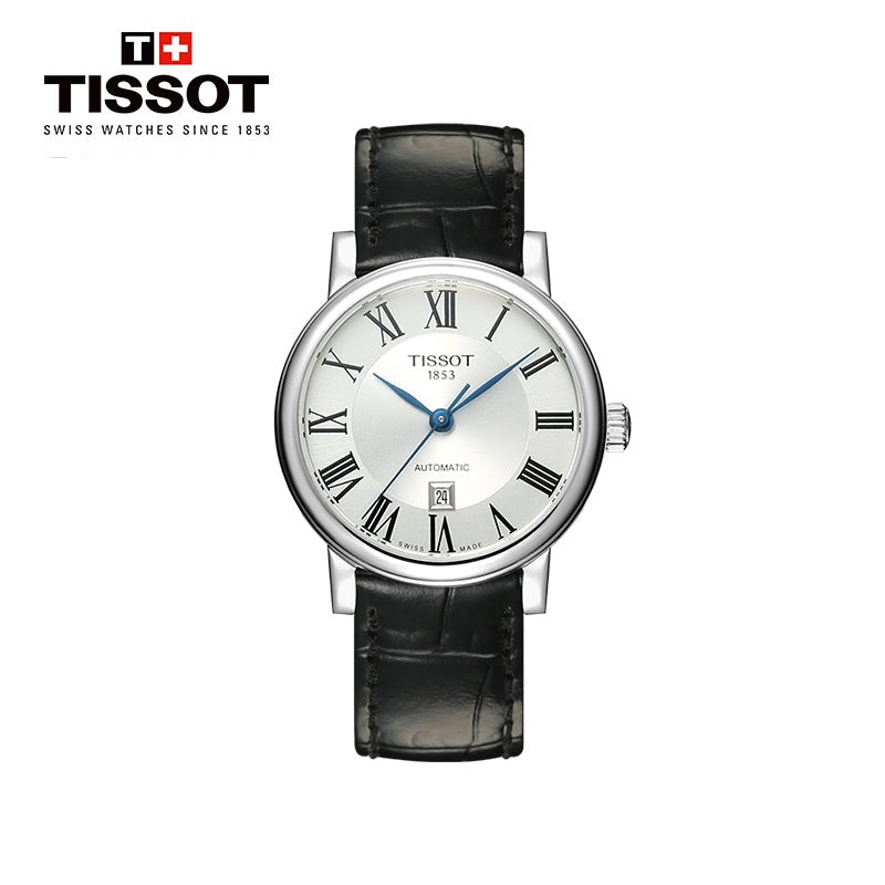 Tissot Carson Premium Automatic Lady Silver Dial Black Leather Strap Watch for Women - T122.207.16.033.00 Buy Now By Tissot