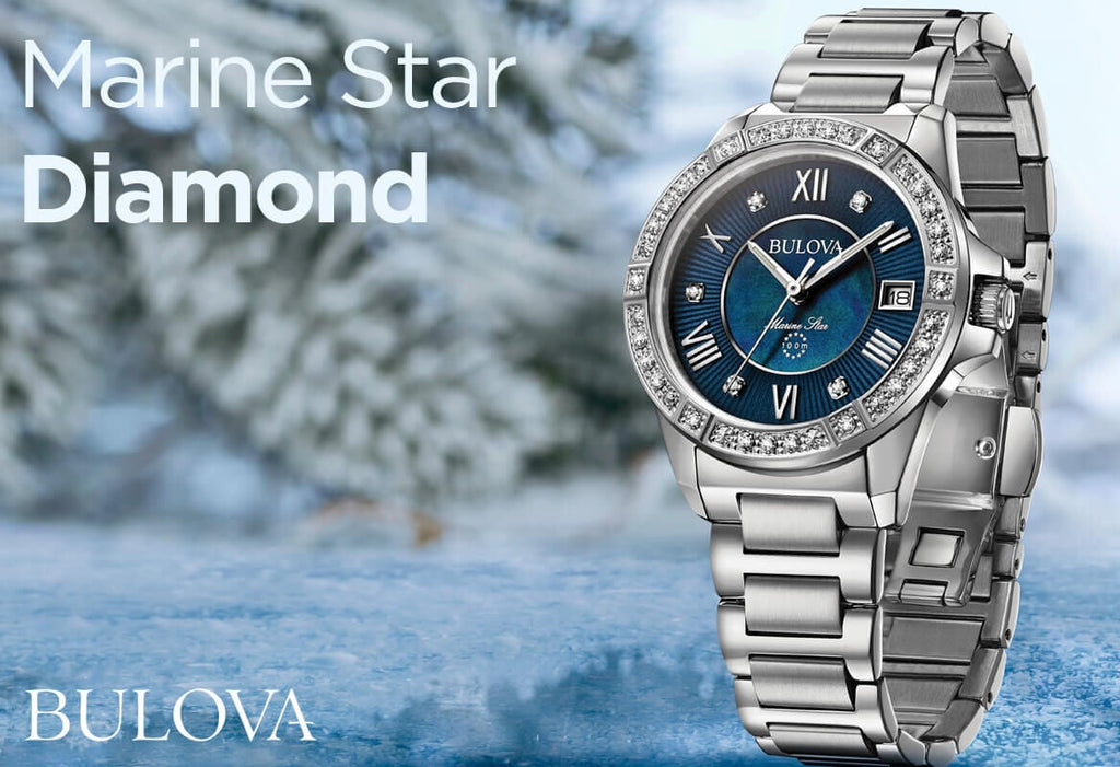 Bulova Marine Star Blue Dial Silver Steel Strap Watch for Women - 96R215 Buy Now By Bulova