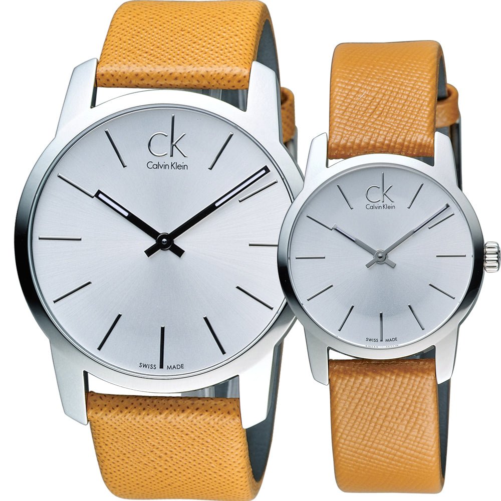 Calvin Klein City Silver Dial Light Brown Leather Strap Watch For Women- K2G23120 Buy Now By Calvin Klein