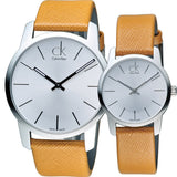 Calvin Klein City Silver Dial Light Brown Leather Strap Watch For Women- K2G23120 Buy Now By Calvin Klein