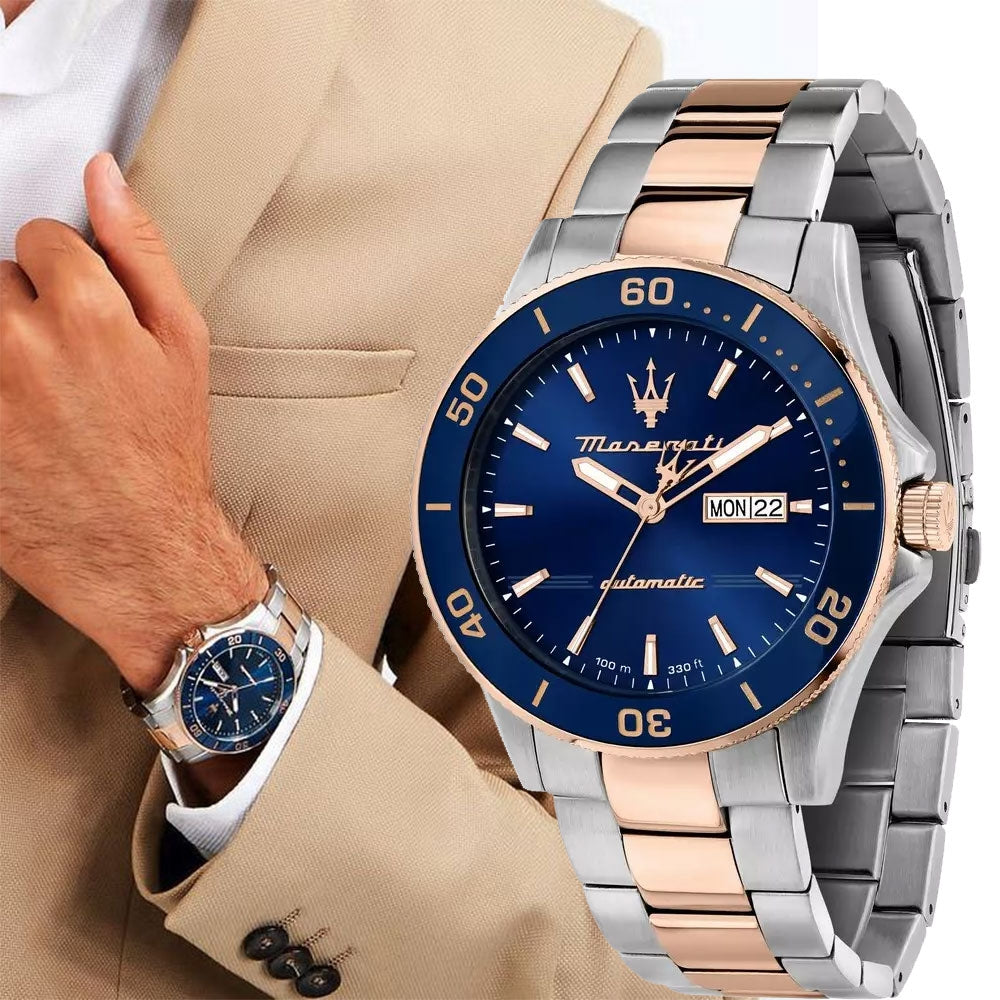 Maserati Competizione Automatic Blue Dial Two Tone Steel Strap Watch For Men - R8823100001 Buy Now By Maserati