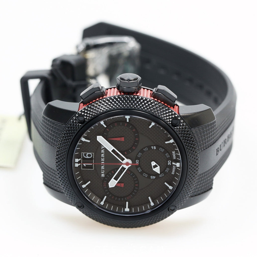 Burberry The Endurance Chronograph Black Dial Black Rubber Strap Watch For Men - BU9802 Buy Now By Burberry