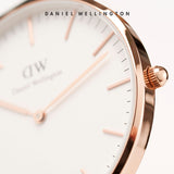 Daniel Wellington Classic Sheffield White Dial Black Leather Strap Watch for Women - DW00100036 Buy Now By Daniel Wellington