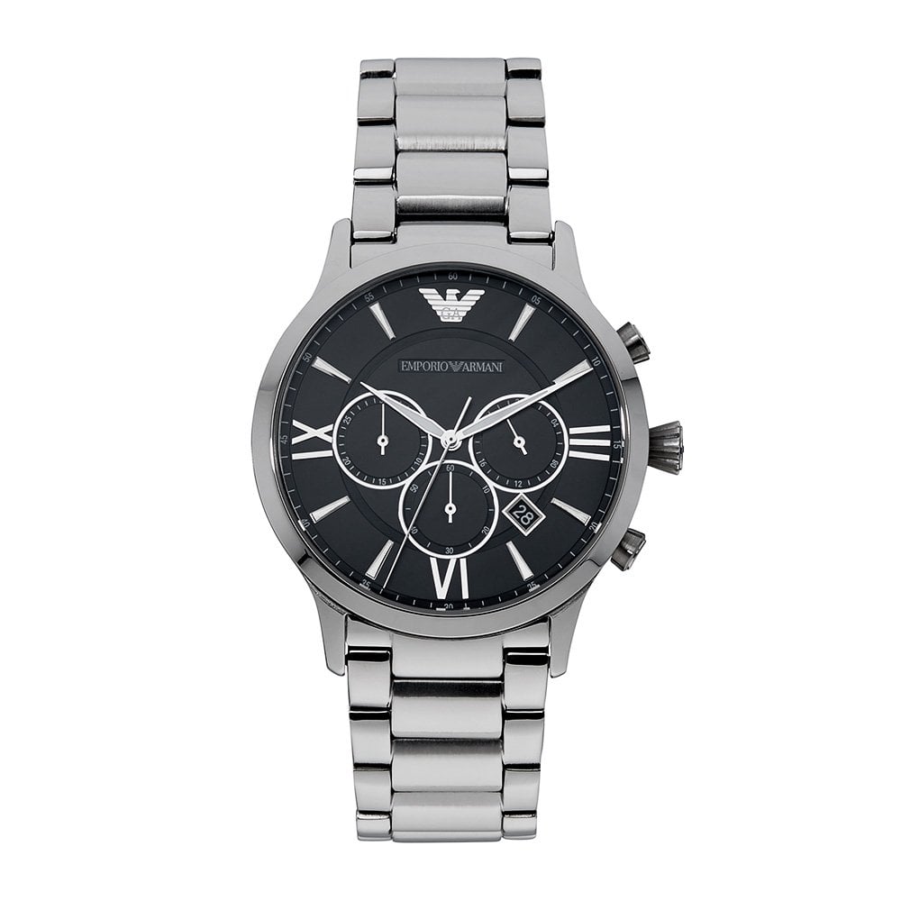 Emporio Armani Giovanni Chronograph Black Dial Silver Steel Strap Watch For Men - AR11208 Buy Now By Emporio Armani