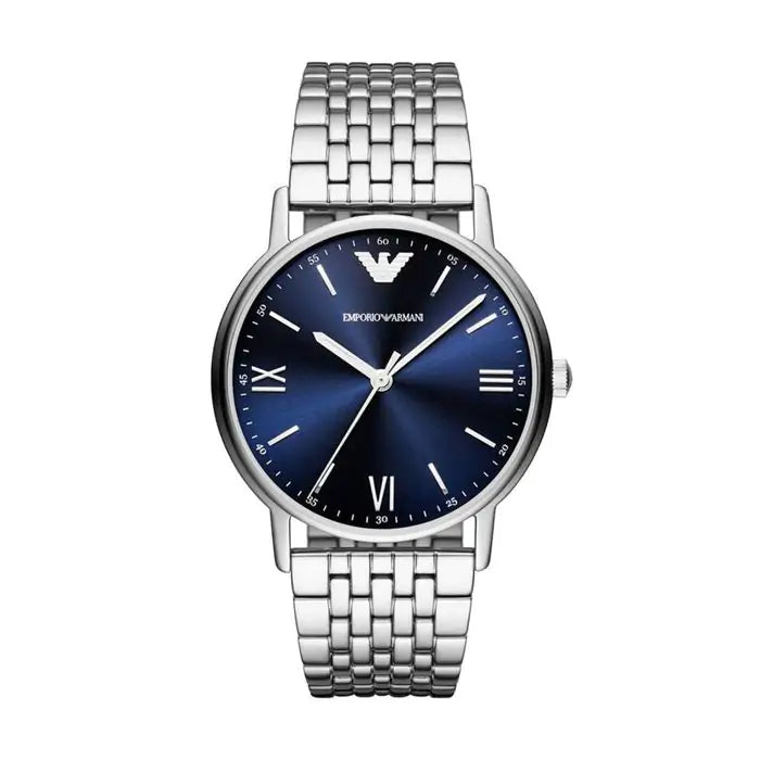 Emporio Armani Kappa Quartz Blue Dial Silver Steel Strap Watch For Men - AR80010 Buy Now By Emporio Armani