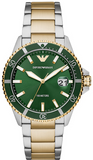 Emporio Armani Diver Chronograph Green Dial Two Tone Steel Strap Watch For Men - AR80063 Buy Now By Emporio Armani