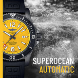 Breitling Superocean Automatic 46mm Yellow Dial Black Rubber Strap Watch for Men - M17368D71I1S1 Buy Now By Breitling