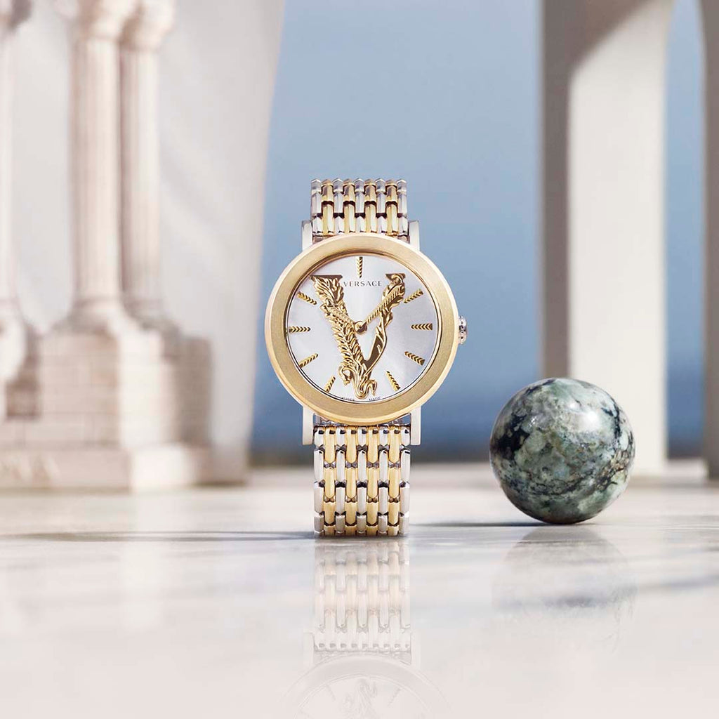 Versace Virtus Quartz White Dial Two Tone Steel Strap Watch for Women - VEHC00719 Buy Now By Versace