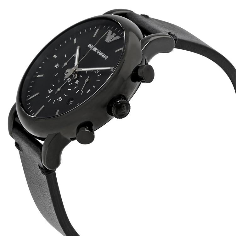 Emporio Armani Dress Chronograph Black Dial Black Leather Strap Watch For Men - AR1918 Buy Now By Emporio Armani