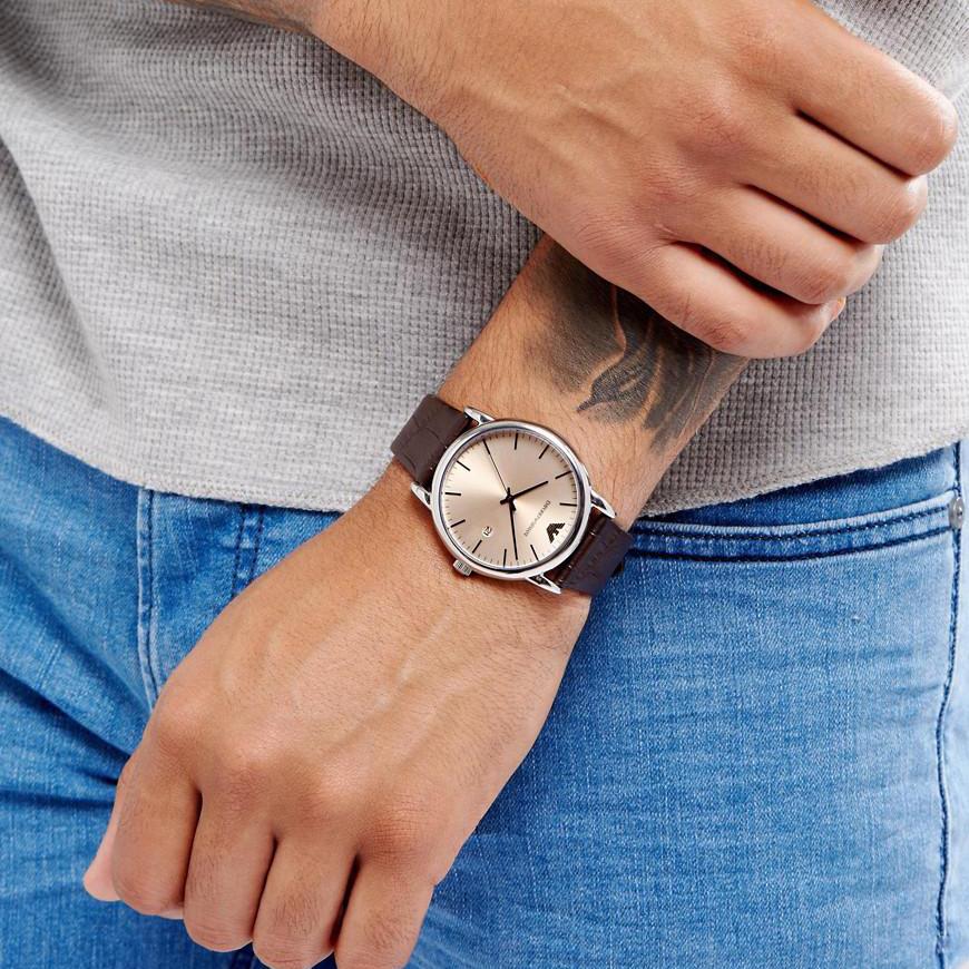 Emporio Armani Luigi Analog Bronze Dial Brown Leather Strap Watch For Men - AR11096 Buy Now By Emporio Armani