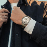 Emporio Armani Aviator Chronograph Quartz Grey Dial Beige Leather Strap Watch For Men - AR11107 Buy Now By Emporio Armani