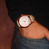 Emporio Armani Valente Analog Beige Dial Beige Leather Strap Watch For Men - AR1667 Buy Now By Emporio Armani