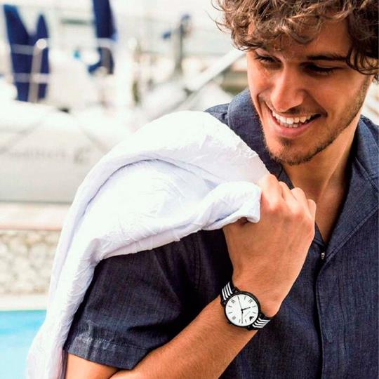 Emporio Armani Kappa Analog White Dial Two Tone Nylon Strap Watch For Men - AR80004 Buy Now By Emporio Armani