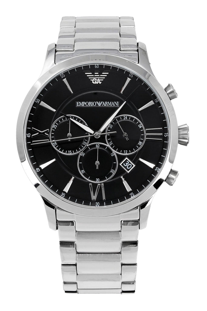 Emporio Armani Giovanni Chronograph Black Dial Silver Steel Strap Watch For Men - AR11208 Buy Now By Emporio Armani