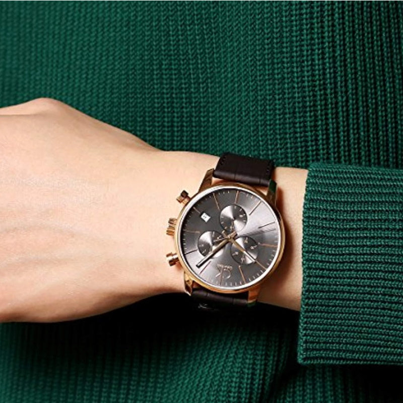 Calvin Klein City Chronograph Grey Dial Brown Leather Strap Watch for Men - K2G276G3 Buy Now By Calvin Klein