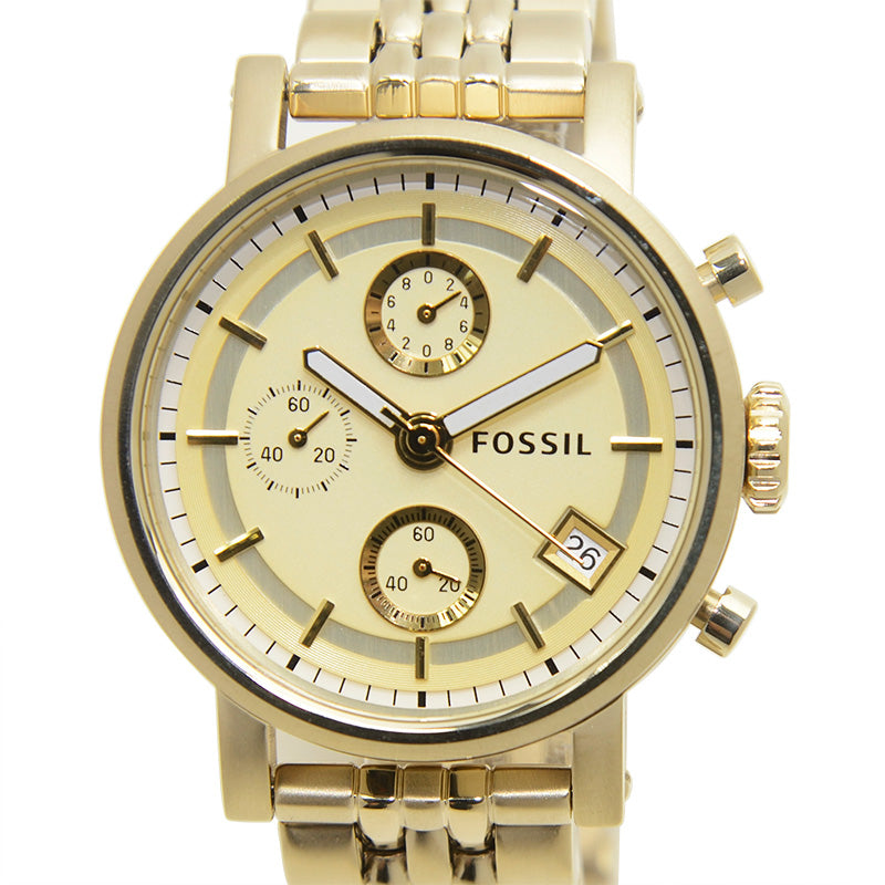 Fossil Boyfriend Chronograph Gold Dial Gold Steel Strap Watch for Women - ES2197 Buy Now By Fossil