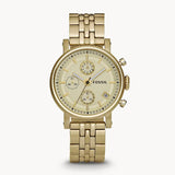 Fossil Boyfriend Chronograph Gold Dial Gold Steel Strap Watch for Women - ES2197 Buy Now By Fossil