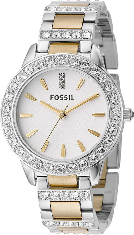 Fossil Jesse Crystals White Dial Two Tone Steel Strap Watch for Women - ES2409 Buy Now By Fossil