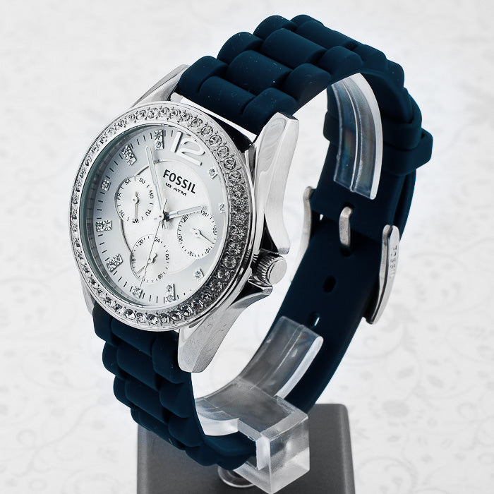 Fossil Riley White Dial Blue Leather Strap Watch for Women - ES3464 Buy Now By Fossil