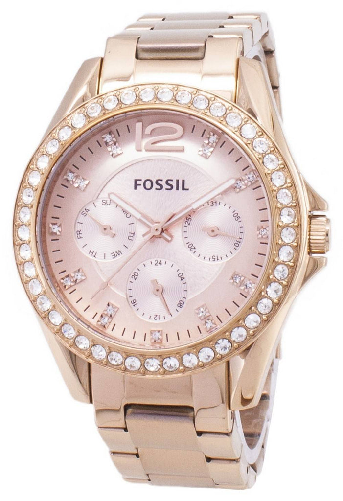 Fossil Riley Multifunction Rose Gold Dial Rose Gold Steel Strap Watch for Women - ES2811 Buy Now By Fossil