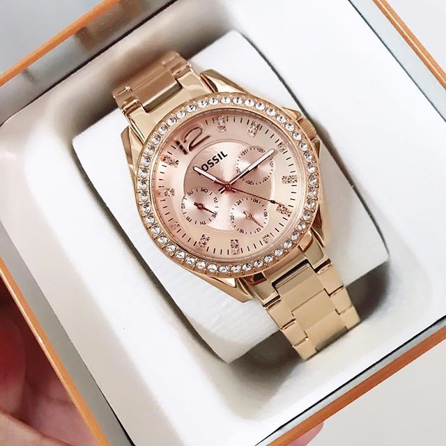 Fossil Riley Multifunction Rose Gold Dial Rose Gold Steel Strap Watch for Women - ES2811 Buy Now By Fossil