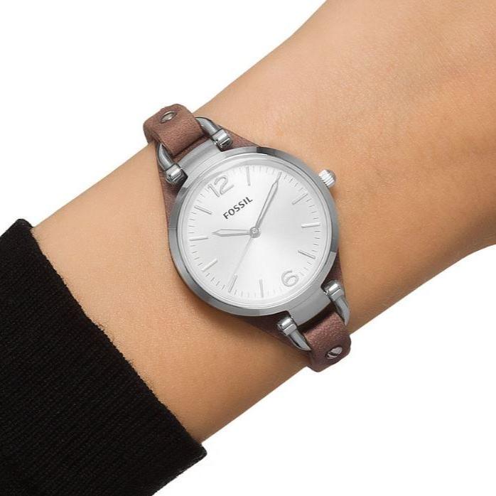 Fossil Georgia White Dial Brown Leather Strap Watch for Women - ES3060 Buy Now By Fossil