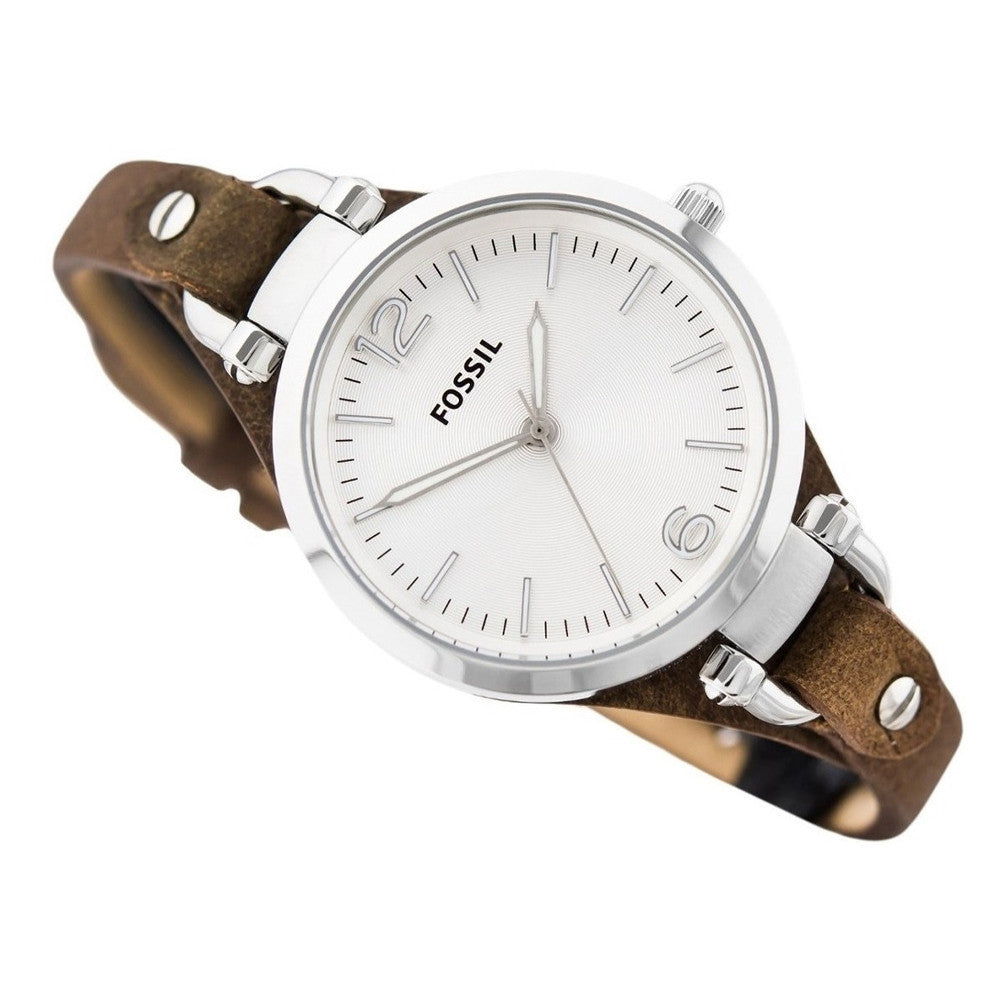 Fossil Georgia White Dial Brown Leather Strap Watch for Women - ES3060 Buy Now By Fossil