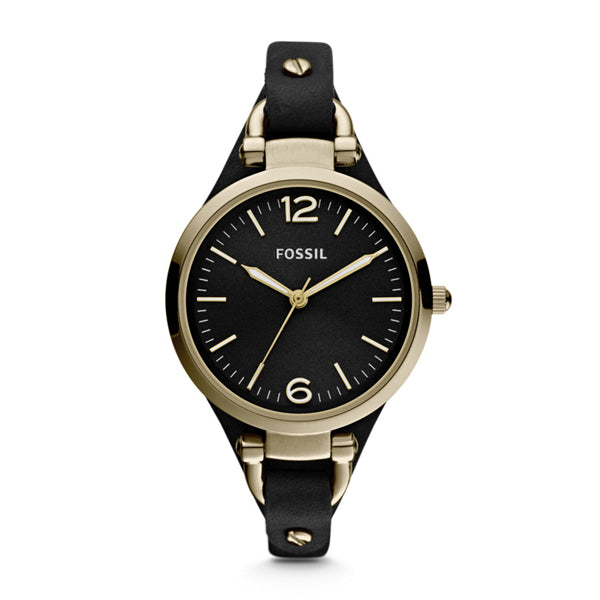 Fossil Georgia Black Dial Black Leather Strap Watch for Women - ES3148 Buy Now By Fossil