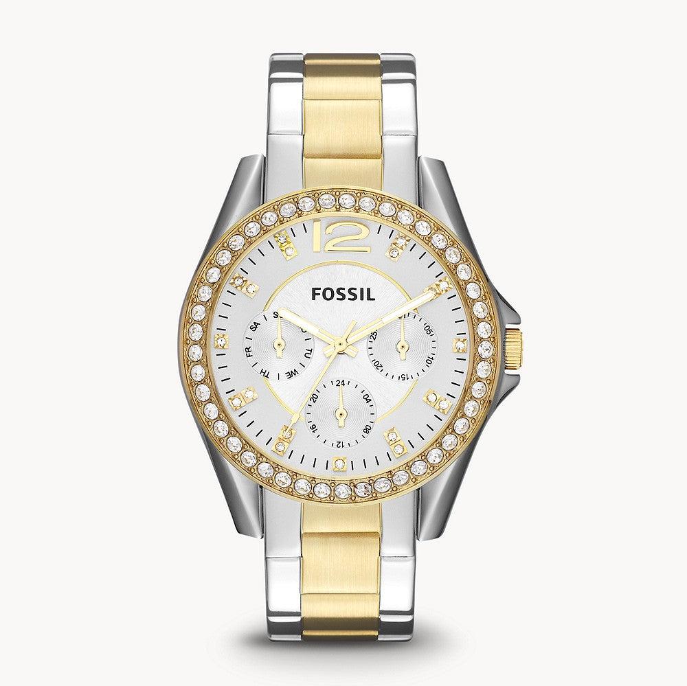 Fossil Riley White Dial Two Tone Steel Strap Watch for Women - ES3204 Buy Now By Fossil