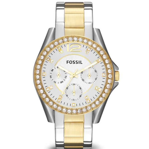 Fossil Riley White Dial Two Tone Steel Strap Watch for Women - ES3204 Buy Now By Fossil