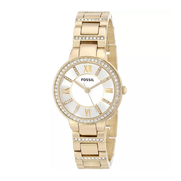 Fossil Virginia White Dial Gold Steel Strap Watch for Women - ES3283 Buy Now By Fossil