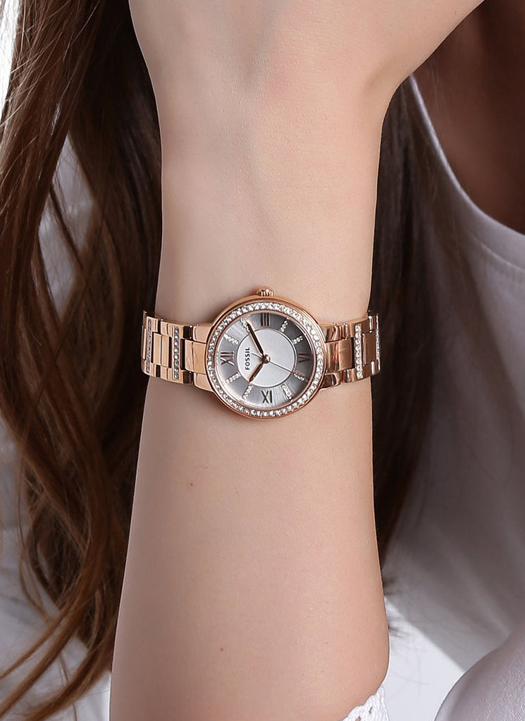 Fossil Virginia White Dial Rose Gold Steel Strap Watch for Women - ES3284 Buy Now By Fossil