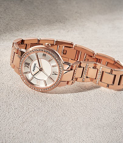 Fossil Virginia White Dial Rose Gold Steel Strap Watch for Women - ES3284 Buy Now By Fossil