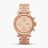 Fossil Boyfriend Chronograph Rose Gold Dial Rose Gold Steel Strap Watch for Women - ES3380 Buy Now By Fossil