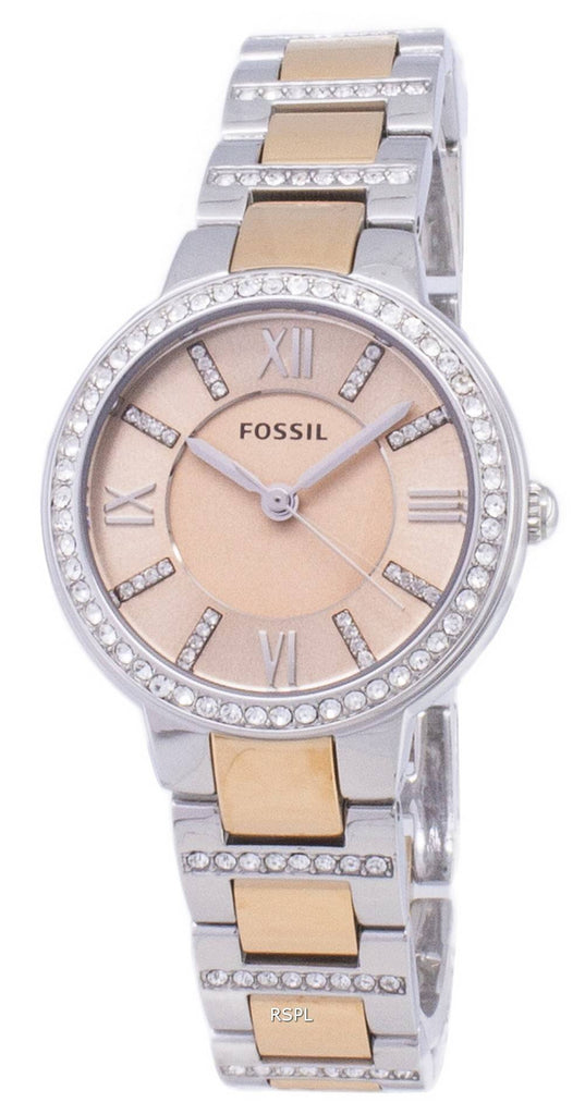 Fossil Virginia Rose Gold Dial Two Tone Steel Strap Watch for Women - ES3405 Buy Now By Fossil