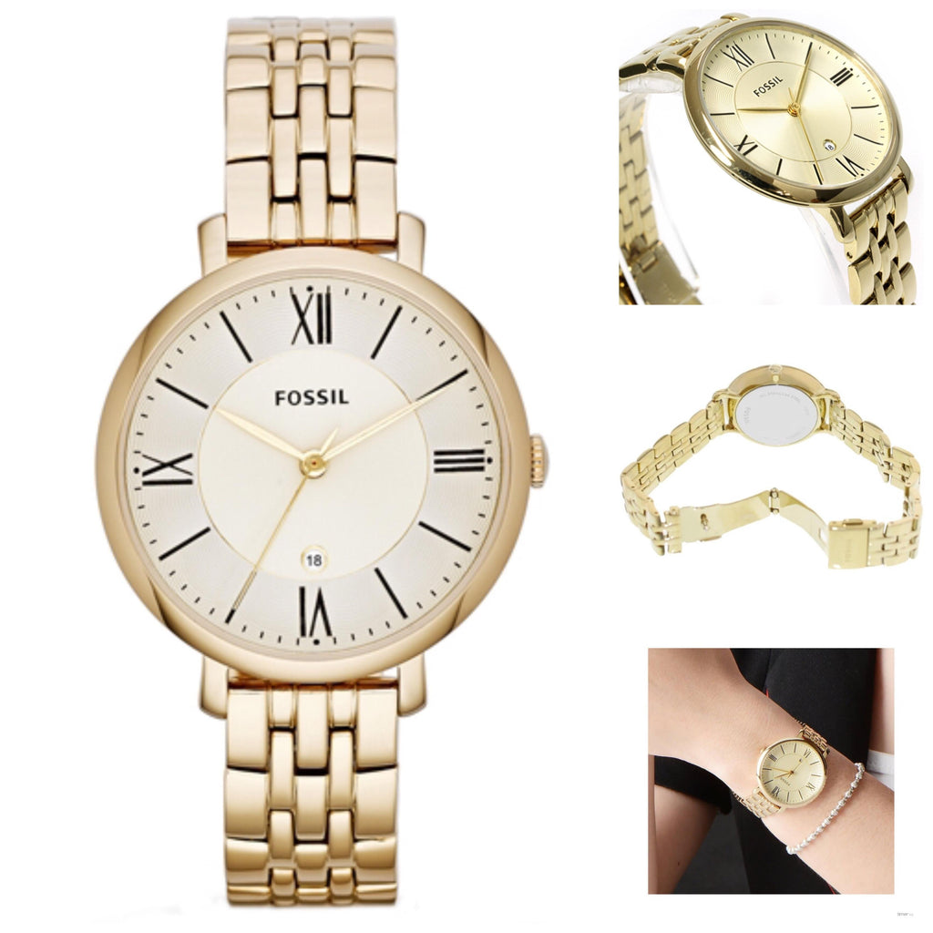 Fossil Jacqueline White Dial Gold Steel Strap Watch for Women - ES3434 Buy Now By Fossil