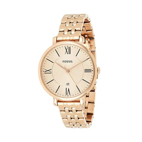 Fossil Jacqueline Rose Gold Dial Rose Gold Steel Strap Watch for Women - ES3435 Buy Now By Fossil