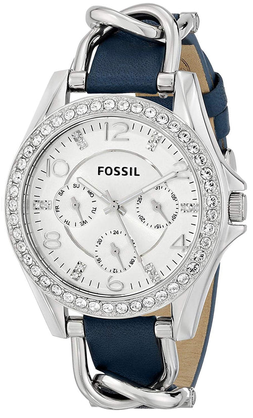 Fossil Riley White Dial Blue Leather Strap Watch for Women - ES3464 Buy Now By Fossil