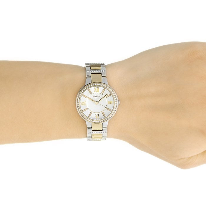 Fossil Virginia Silver Dial Two Tone Steel Strap Watch for Women - ES3503 Buy Now By Fossil