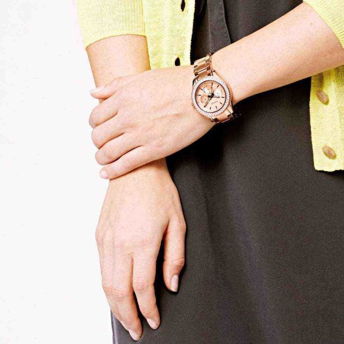 Fossil Stella Rose Gold Dial Rose Gold Steel Strap Watch for Women - ES3590 Buy Now By Fossil