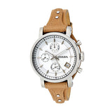 Fossil Boyfriend Chronograph White Dial Brown Leather Strap Watch for Women - ES3625 Buy Now By Fossil