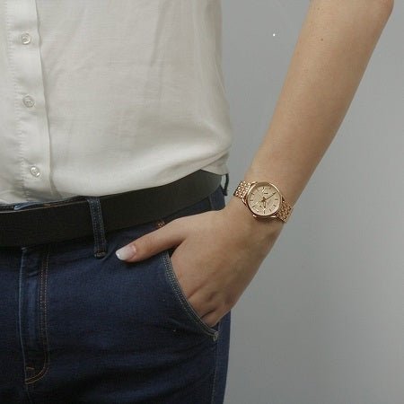 Fossil Tailor Rose Gold Dial Rose Gold Stainless Steel Strap Watch for Women - ES3713 Buy Now By Fossil