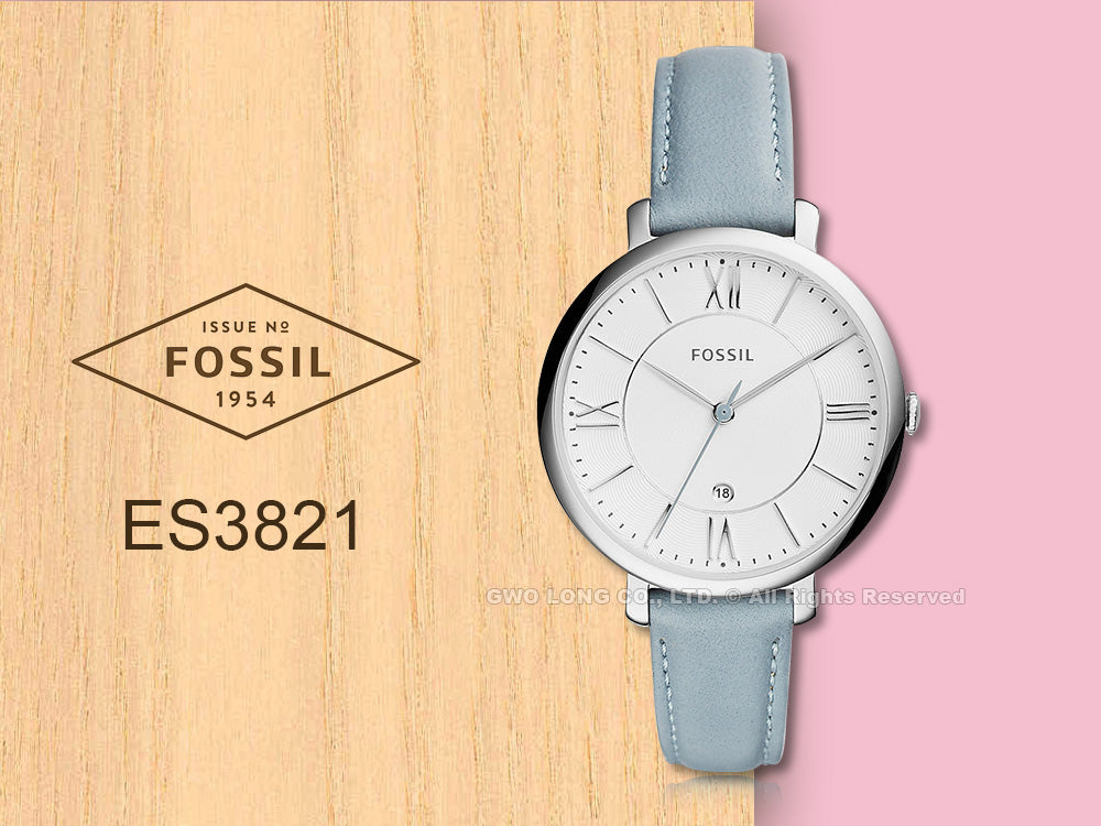 Fossil Jacqueline White Dial Light Blue Leather Strap Watch for Women - ES3821 Buy Now By Fossil