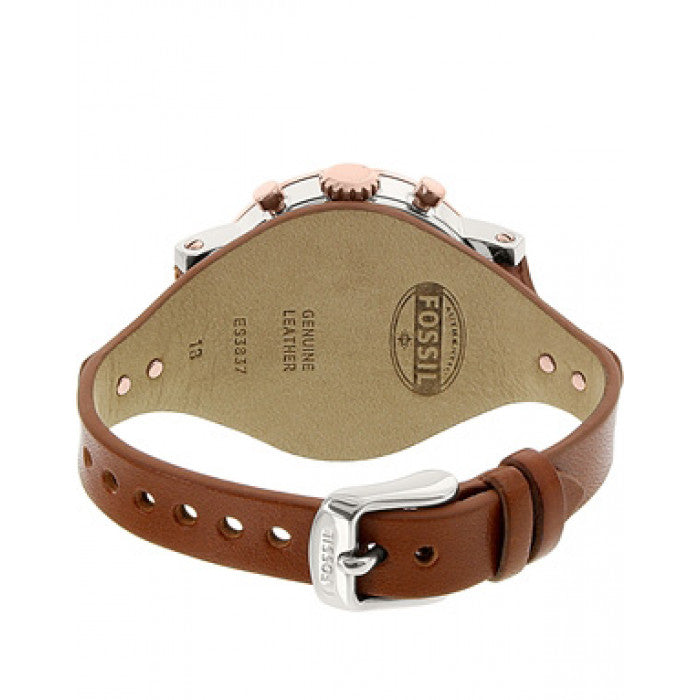 Fossil Boyfriend Chronograph White Dial Brown Leather Strap Watch for Women - ES3837 Buy Now By Fossil