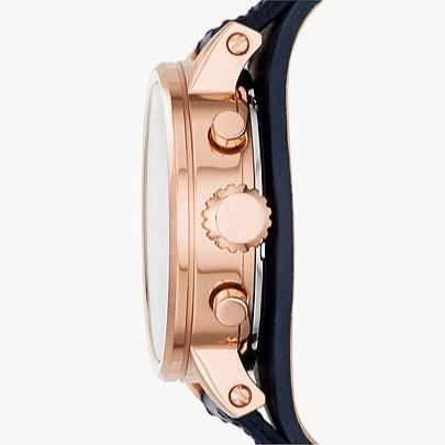 Fossil Original Boyfriend Chronograph White Dial Navy Blue Leather Strap Watch for Women - ES3838 Buy Now By Fossil