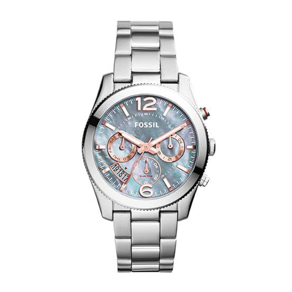 Fossil Perfect Boyfriend Mother of Pearl Blue Dial Silver Steel Strap Watch for Women - ES3880 Buy Now By Fossil